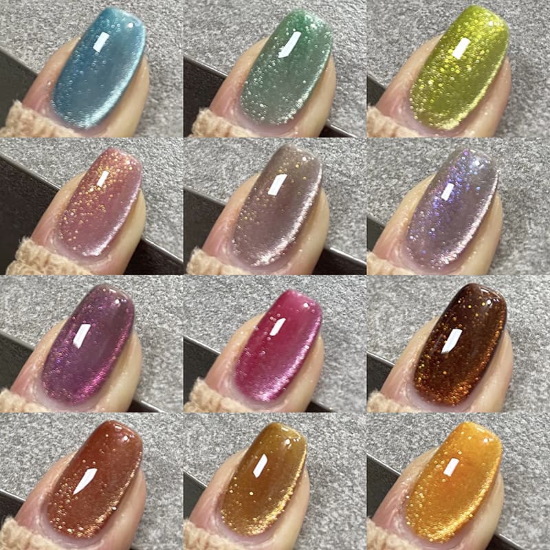 Milk Tea Crystal Cat Eye Gel Polish 2026 New Arrival, Flash White Light Gel Nail Polish, Rose Red Cat Eye Gel Nail Polish