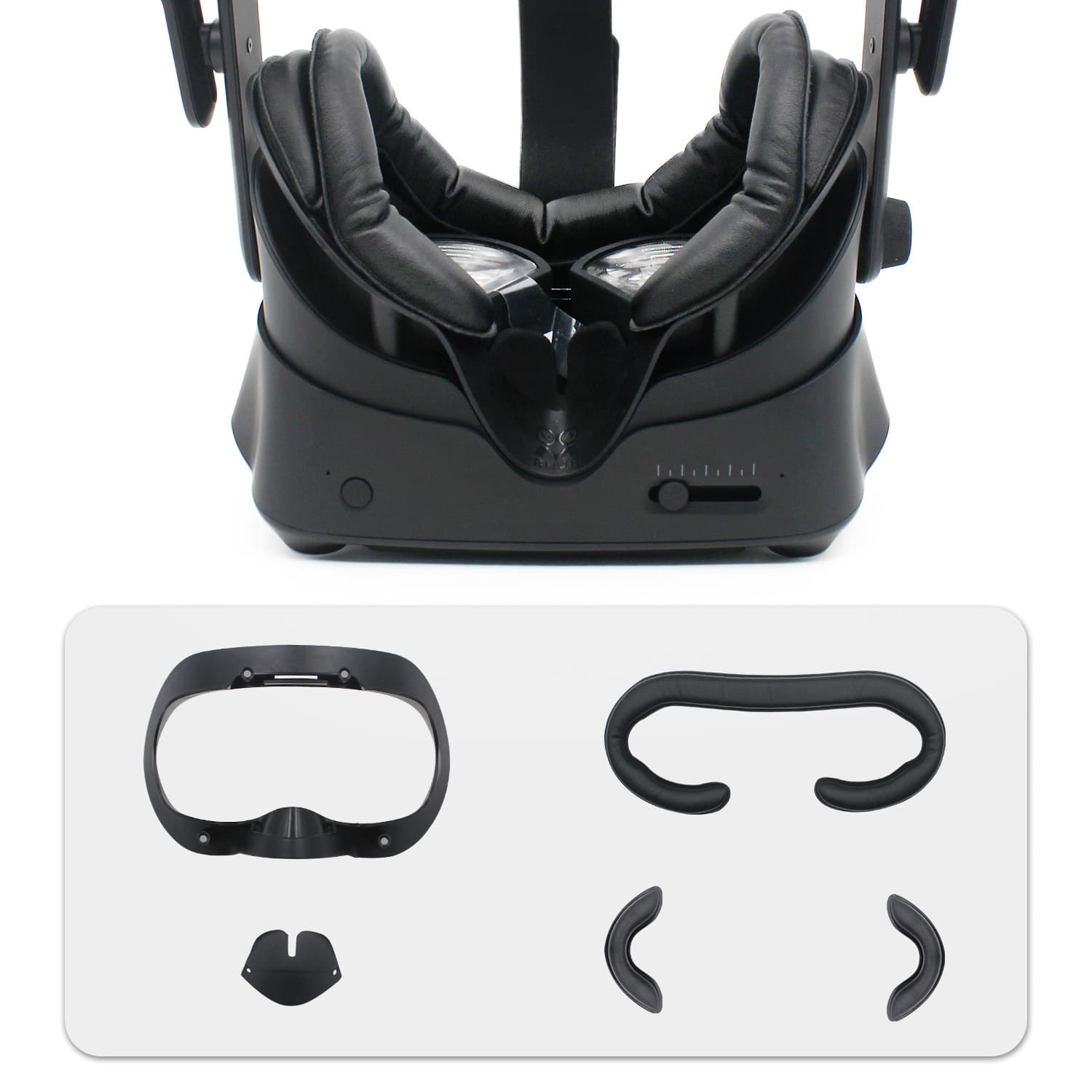 Valve Index Face Cushion Leather Bracket Set, PU Mask Pad Replacement with Anti-Light Leak Comfort Foam Combo