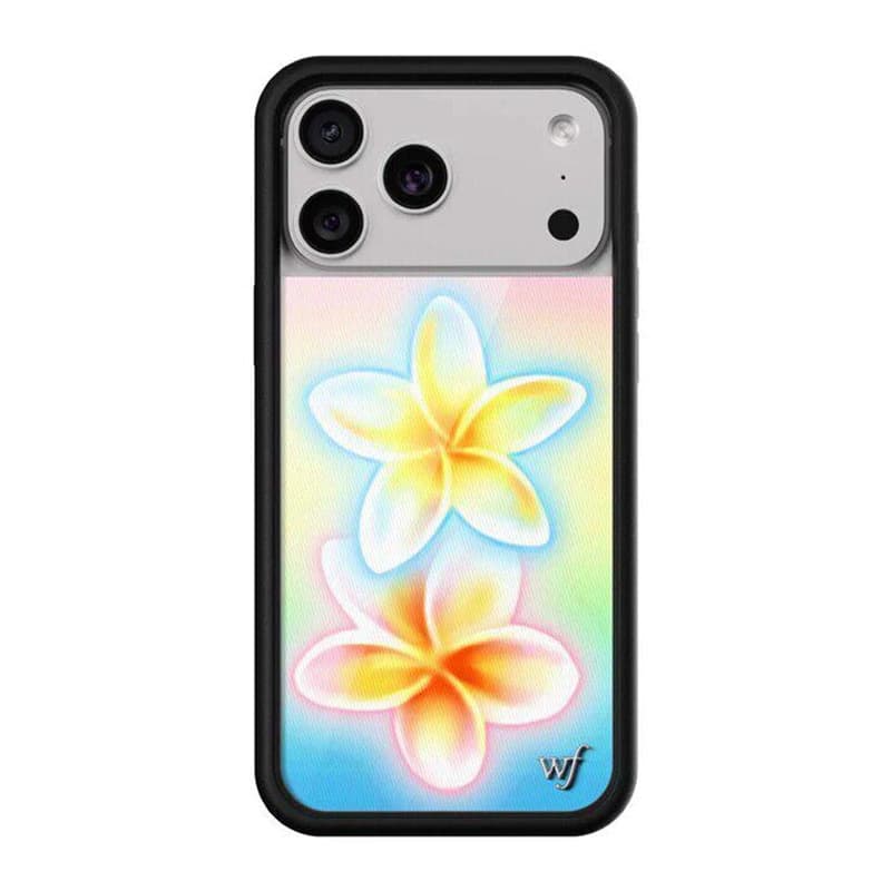 WFWE Pink Rose White Polka Dot Holographic Flower Shadow Compatible with Apple 17 Pro Phone Case iPhone 16