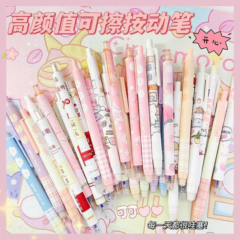 Cartoon Retractable Erasable Pen Cute Elementary Student Use Friction Gel Pen 0.5 High Appearance Sanrio Heat Erasable