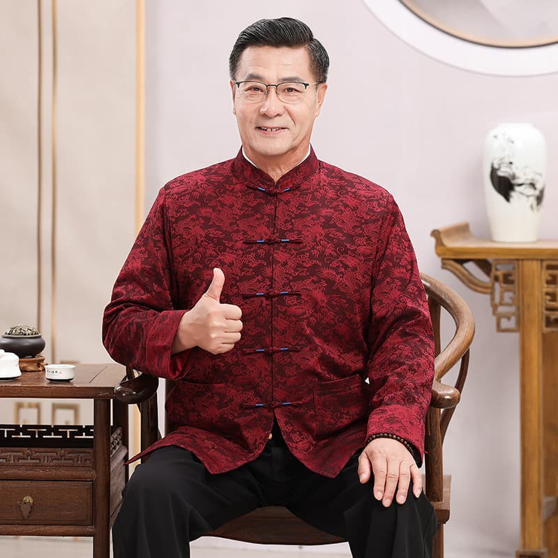 3220 Chinese style traditional coarse cloth Tang suit men's short-sleeve top, middle-aged/elderly with set, cotton-padded and fleece-lined