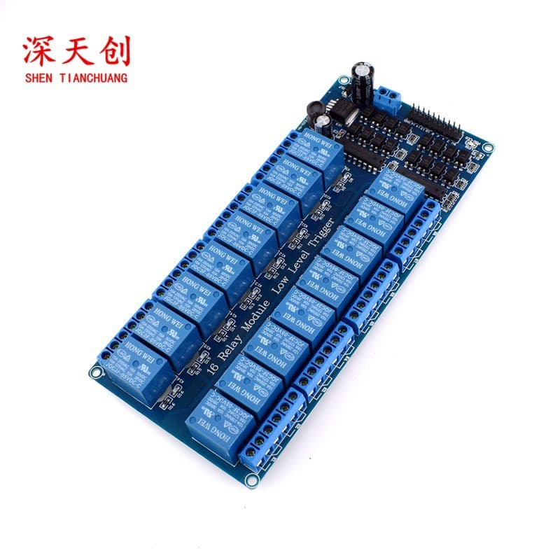 16-Channel Relay Module 5V 12V Control Board with Optocoupler Protection with LM2596 Power Supply