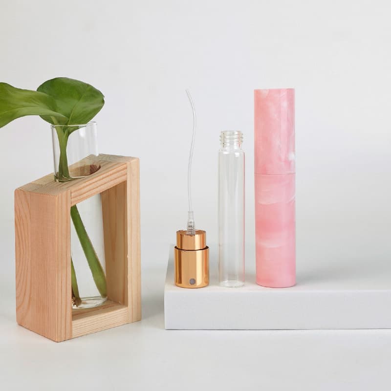 10ml Rotating Perfume Bottle, Refillable Perfume Atomizer, Marble Pattern Spray Bottle, Glass Inner Liner Cosmetic Small Bottle