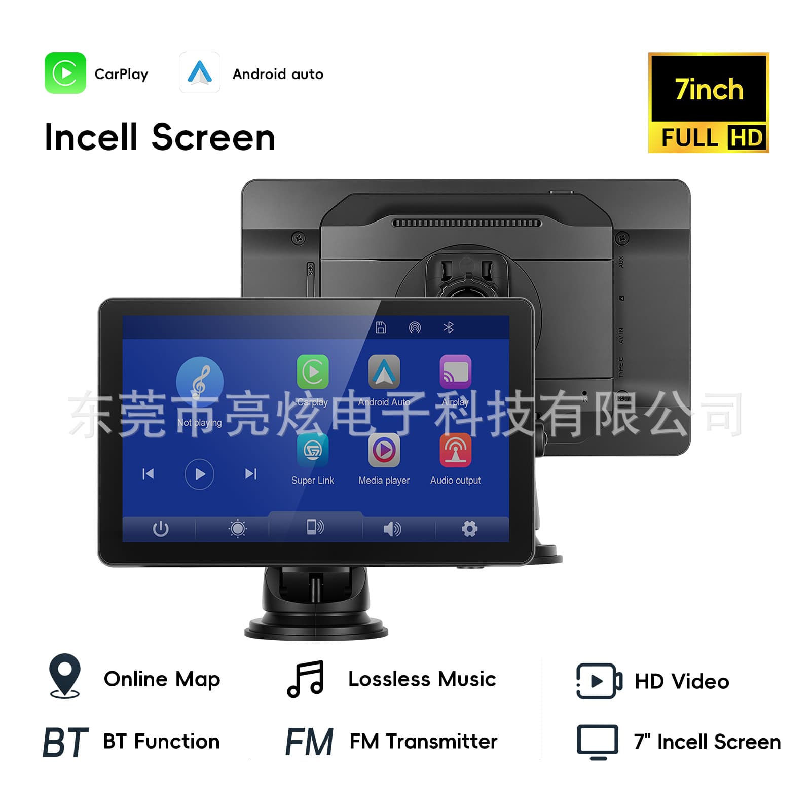 7-inch Portable Car PND Wireless CarPlay/Auto Interconnection In-Car Central Control Screen Navigation with Reverse Camera