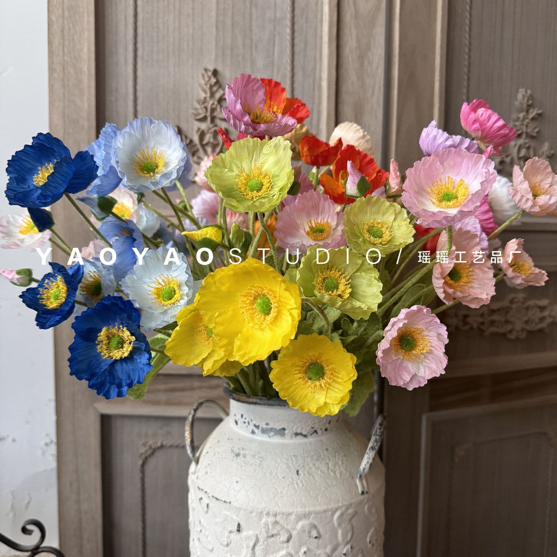 24 Colors! 4-Head Poppy Anemone, Small Poppy Flower, Wedding Home Indoor Decorative Flower, Photography Prop Artificial Flower