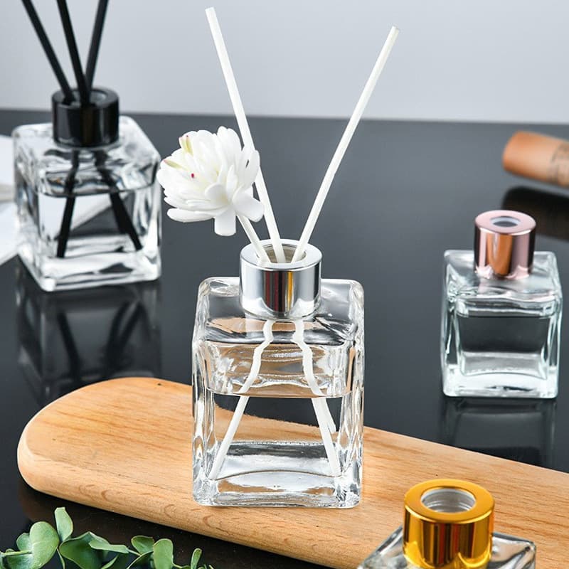 ins volatile stick fireless rattan diffuser bottle aromatherapy square transparent glass bottle high-value aromatherapy bottle naked bottle