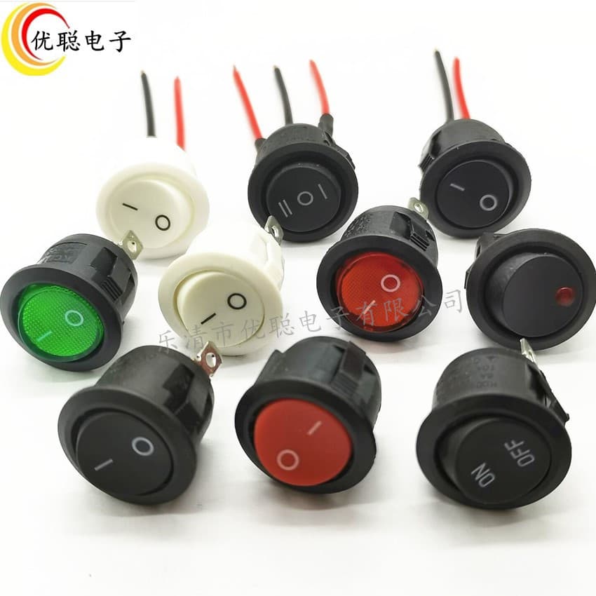 Round 20mm rocker switch KCD1-105 with wire, two-pin three-pin two-position, lighting connection wire, small power switch