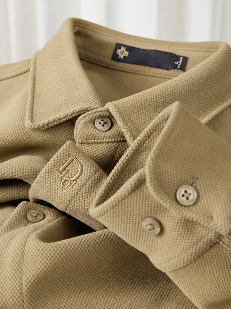 Autumn and winter high-end thick embroidered shirt men's long-sleeved business casual no-iron anti-wrinkle warm shirt men's jacket