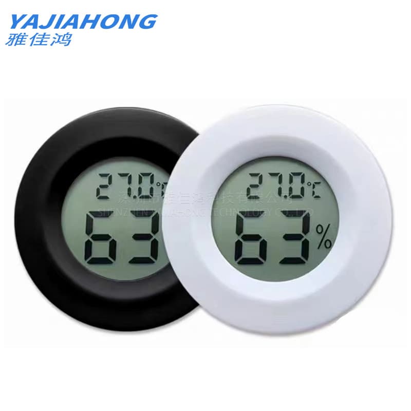 Round Electronic Temperature and Humidity Meter Reptile Enclosure Acrylic Tank Thermometer Embedded