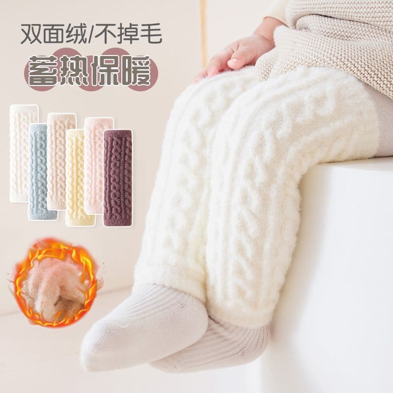 Baby knee pad set for autumn/winter, infant socks, coral fleece warm leg protectors, loose-leg baby leg sleeves, non-tight socks