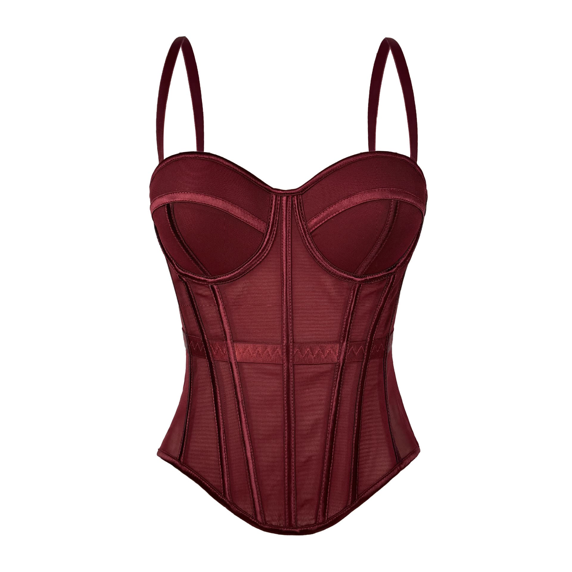 European and American solid color fashionable fishbone bra with waist slimming mesh camisole with breast pad for outer wear fishbone top
