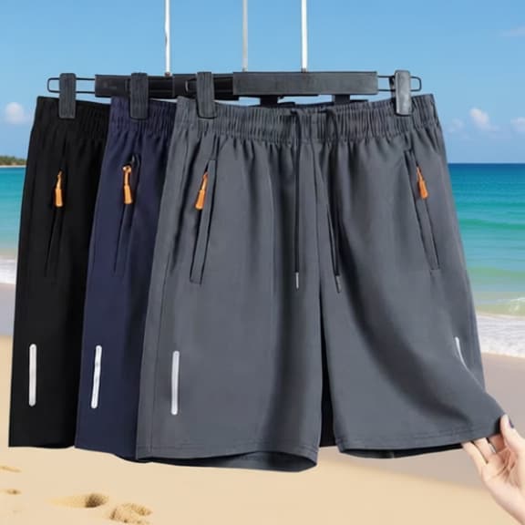 Men's Shorts, Athletic Shorts, 5-Inch Quick-Dry Shorts, Ice Silk Casual Beach Shorts, Cross-Border Export Style