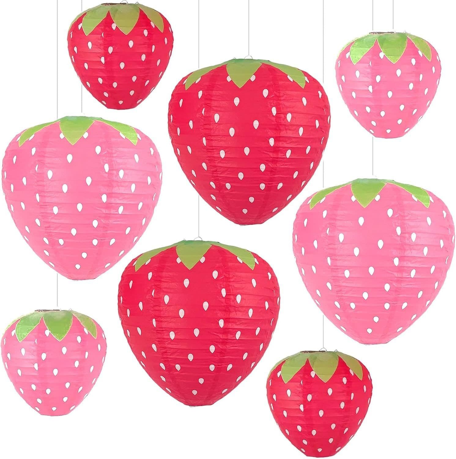 Strawberry Lantern Decoration Children's Birthday Party Arrangement Supplies Strawberry Fruit Theme Hanging Paper Lantern Hanging Decoration