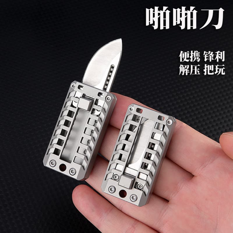 Clack Coin Flipper Knife D2 Steel Sharp Flipper Mechanical Stress Relief Adult Toy Portable Keychain Box Cutter Knife