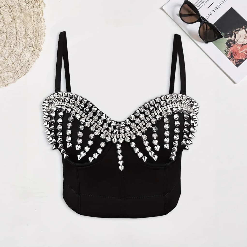 Luqiuguo Strap Inner Top Women 2025 Rhinestone Decoration Sexy Corset High Quality Backless Strap DB1398