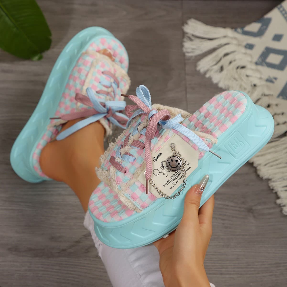 Chanel-Style Summer New Thick-Soled Trendy Height-Increasing Outdoor Slippers for Women Versatile Color-Blocking Dopamine Sandals