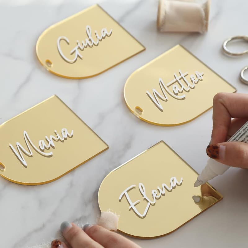 Modern Wavy Gold Mirror Table Number Acrylic Mirror Wedding Party Table Sign Wavy DIY