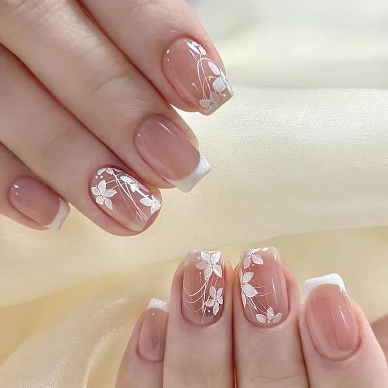 New Summer Style Fashion Wearable Nails Pure Desire Manicure Stickers Whitening Removable Nail Tips Long and Short Finished Nails