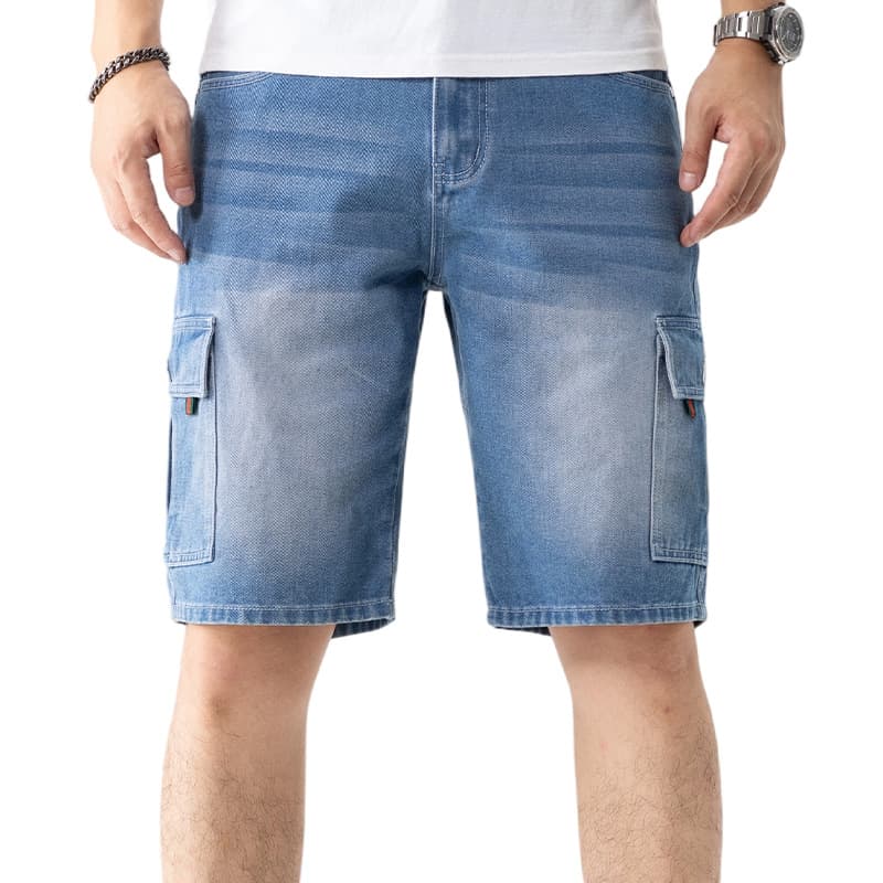 2026 Cross-border Men's Jeans Europe and America Ripped Patch Loose Trendy Men's Shorts Cross-border Casual Shorts Five-point Pants