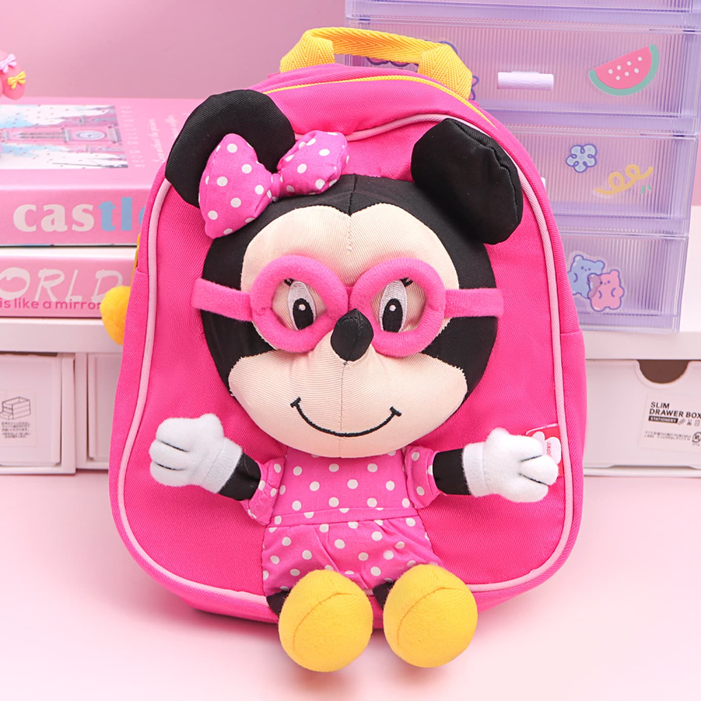 Genuine Minnie Mouse Kids Backpack Cute Cartoon Plush Toy Shape Kindergarten Backpack Lightweight Double-Shoulder Bag Wholesale