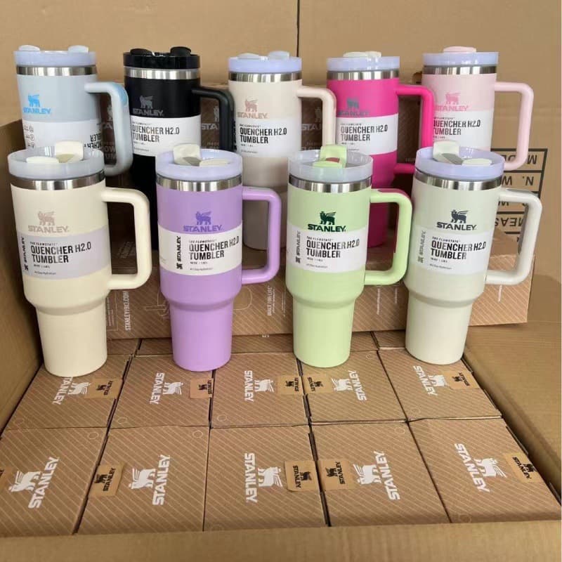 Cross-border 40OZ Car Cup 304 Stainless Steel Ice Tumbler with Straw Dual-Drink Large Capacity Second Generation Handle Cup