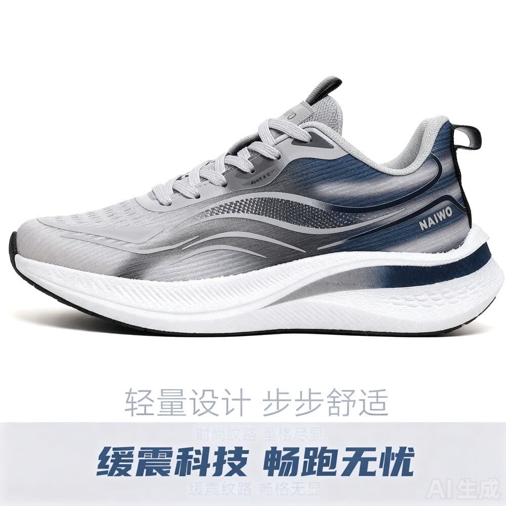 (Naiwo) Gradient Mesh Breathable Sports Shoes for Men, High-Elasticity Cushioning Running Shoes, Lightweight Soft Sole, Versatile for Students