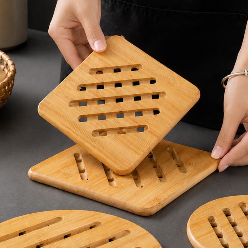 Source factory nan bamboo insulation mat dining table anti-scalding mat kitchen plate household bowl mat high temperature resistant casserole placemat