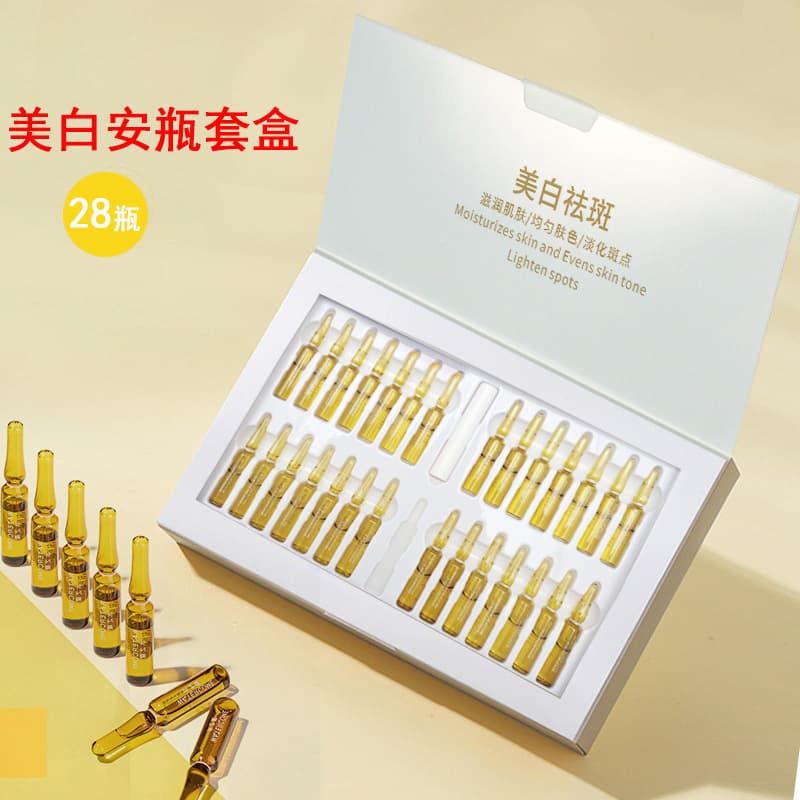Whitening Essence Ampoule Set 28 Vials Anti-Spot Hydrating Brightening Facial Serum with Niacinamide Skincare Kit
