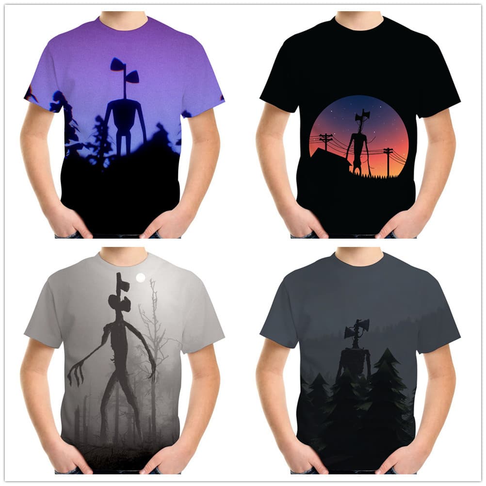 Summer Siren Head 3D Print T-Shirt for Boys Girls Teens 4-13Y Horror Cartoon Anime Tee