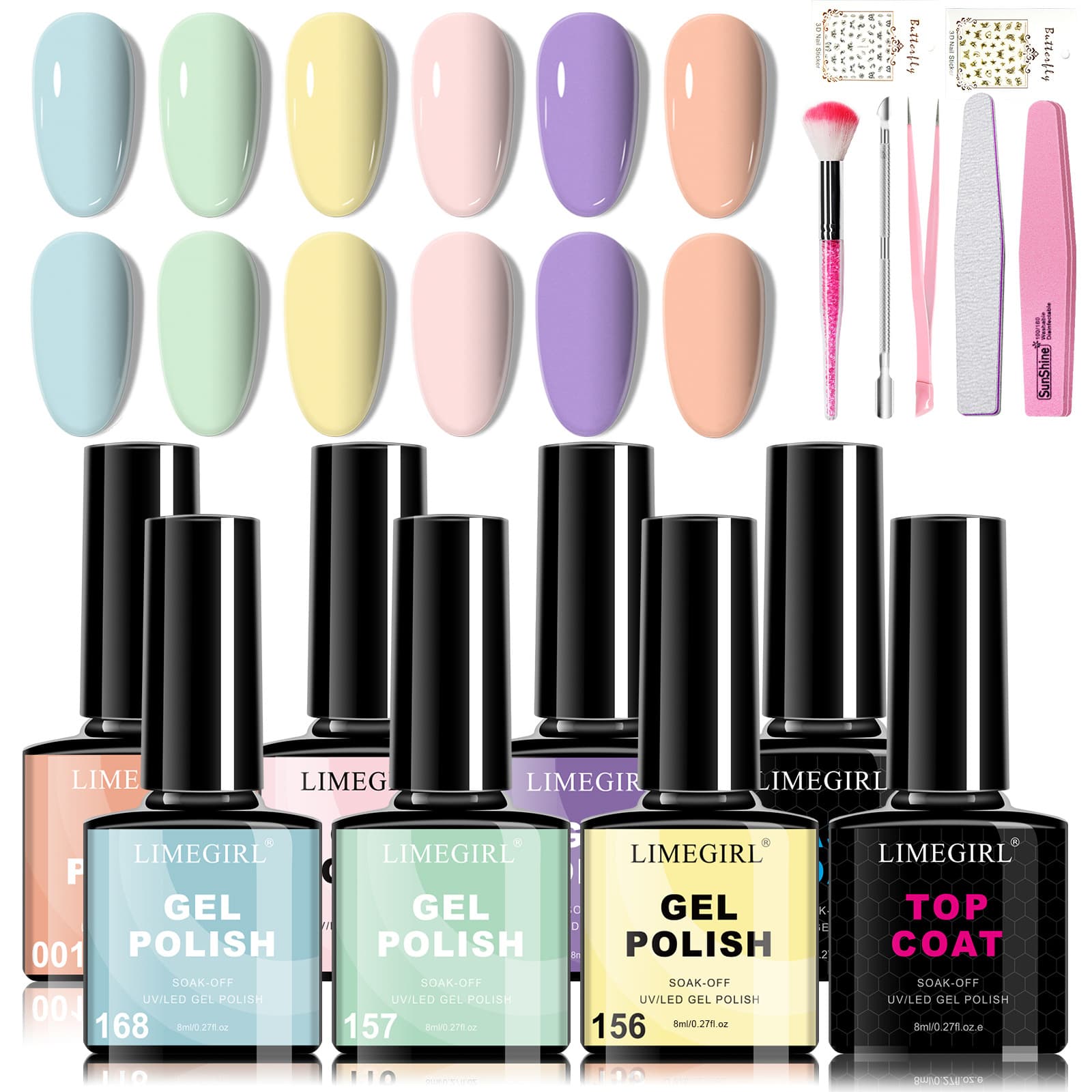 Cross-border manicure nail polish gel solid color 6-color tool set phototherapy gel can be freely changed colors foreign trade wholesale spot