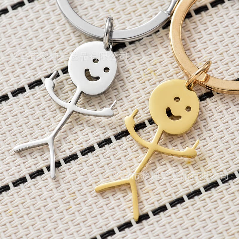 New Hot Selling Overseas Warehouse Funny Doodle Necklace Graffiti Character Stainless Steel Keychain