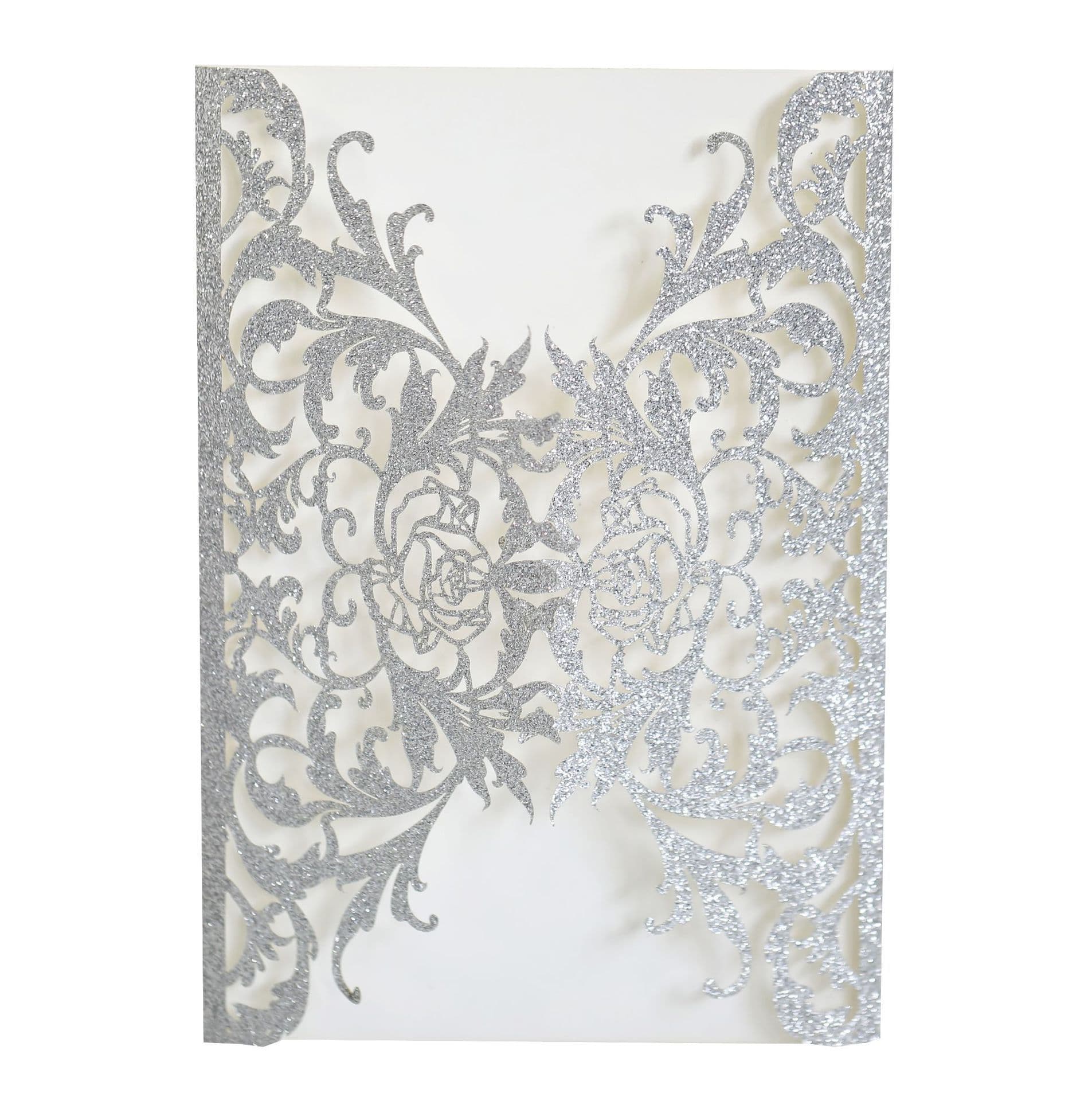 Glitter paper dusted greeting card cover holiday party invitation hollow rose invitation shell envelope factory