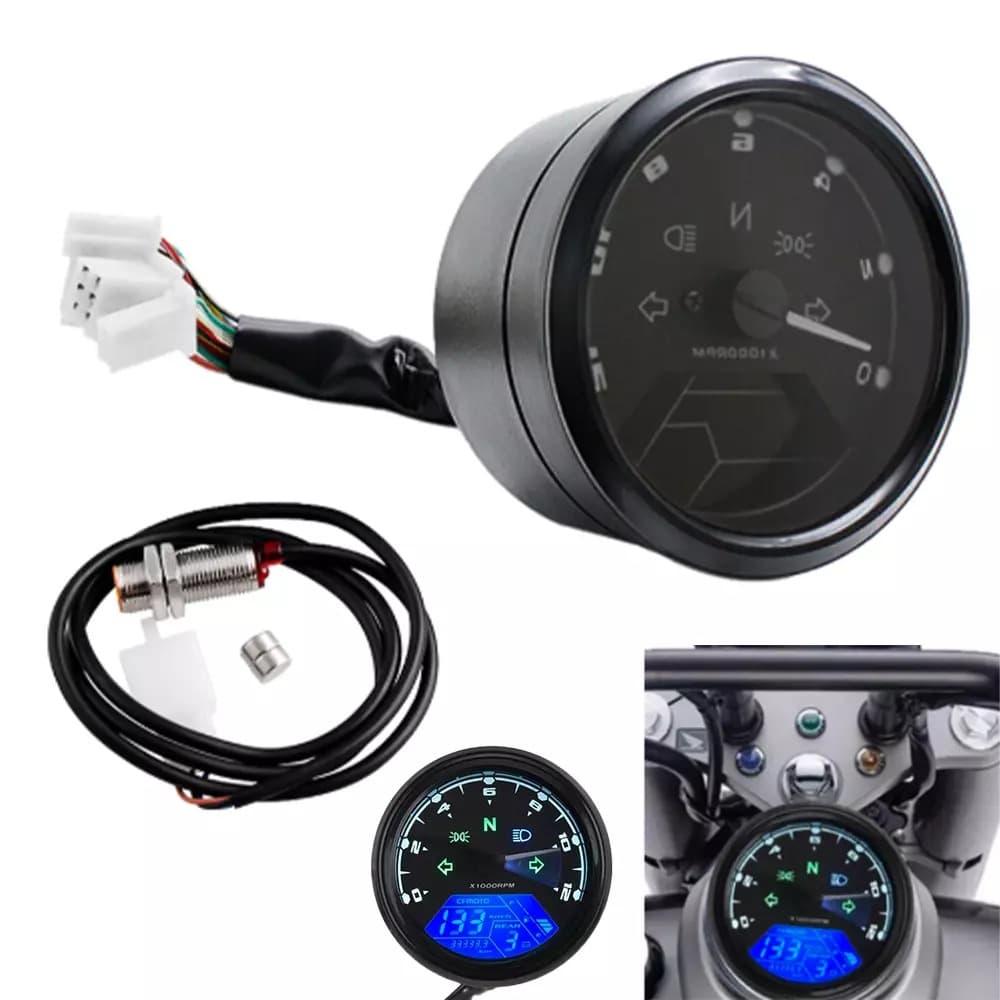 Vintage Motorcycle Modified Instrument Panel Retro Style Odometer Lcd Display New Complete Instrument Assembly