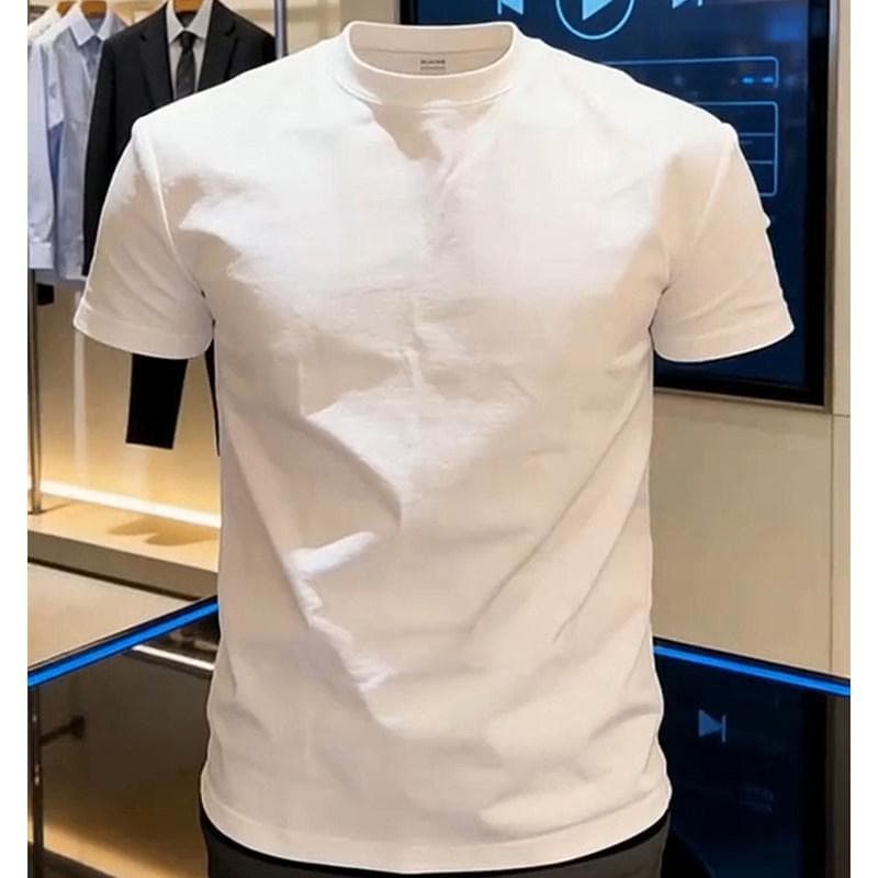 Luxury High-Density Cotton Breathable Short-Sleeve T-Shirt for Men, Summer Heavyweight Pure Cotton Half-Sleeve, Premium Round Neck Undershirt