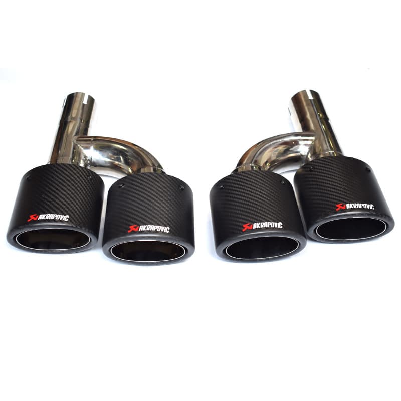 Carbon Fiber AK Style Dual Exit H-Type Flat Oval Tailpipe for Mercedes-Benz W204 Audi Exhaust Upgrade