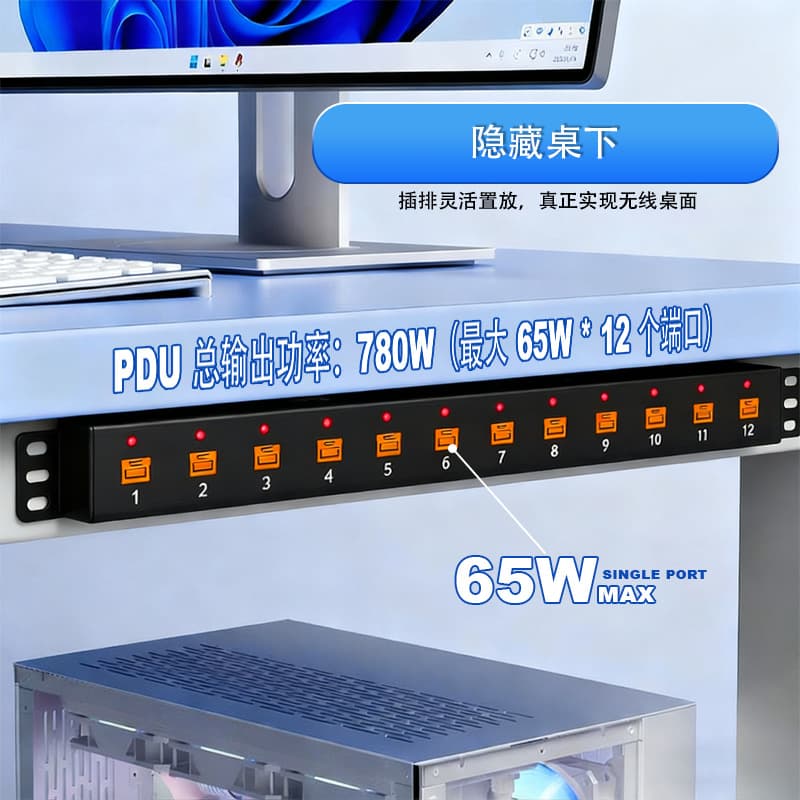 Factory Direct Custom Embedded Desktop Smart PDU with USB Type-C Power Strip