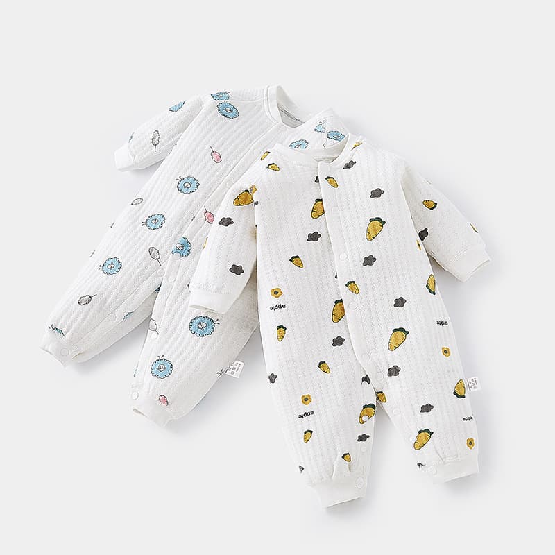 Baby One-Piece Spring Outfit, Newborn Quilted Pajamas, Cute Warm Romper for Spring and Autumn