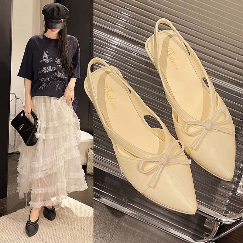 French Bow Thin Heel Sandals for Women 26 Styles Backless Closed-Toe High Heels Versatile Elegant