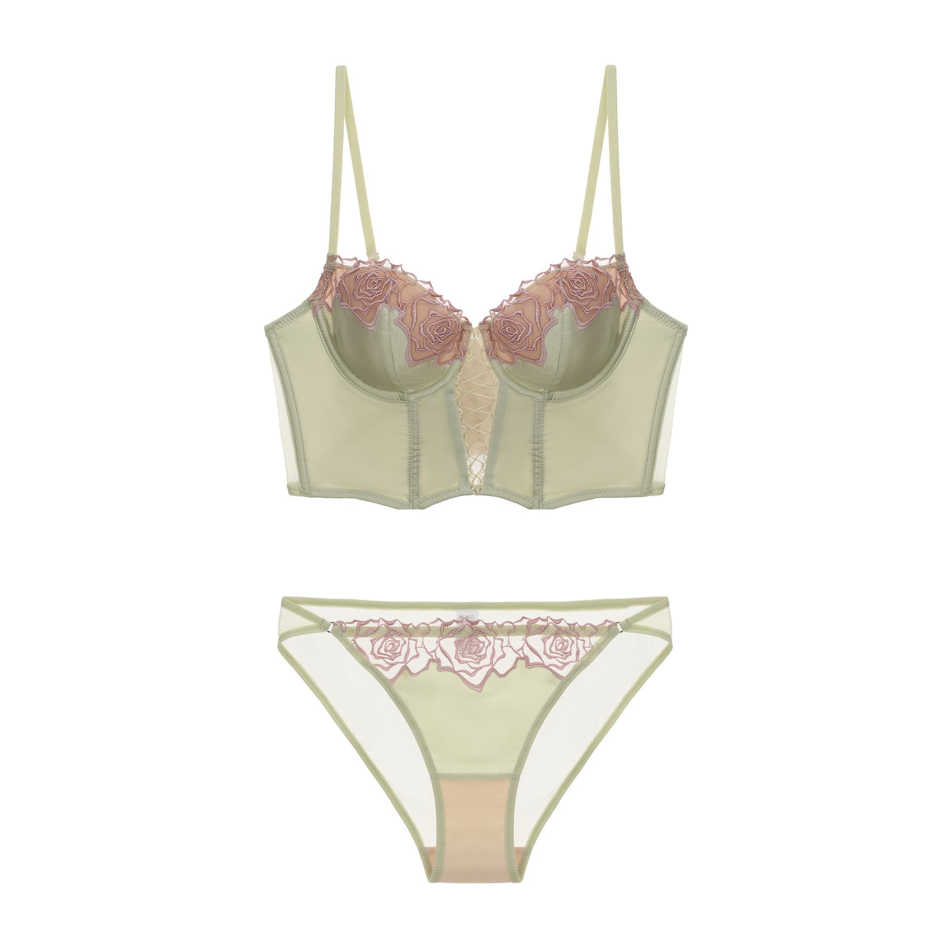 Retro fishbone corset with European and American rose embroidery, waist-cinching shaping vest, push-up French thin bra set