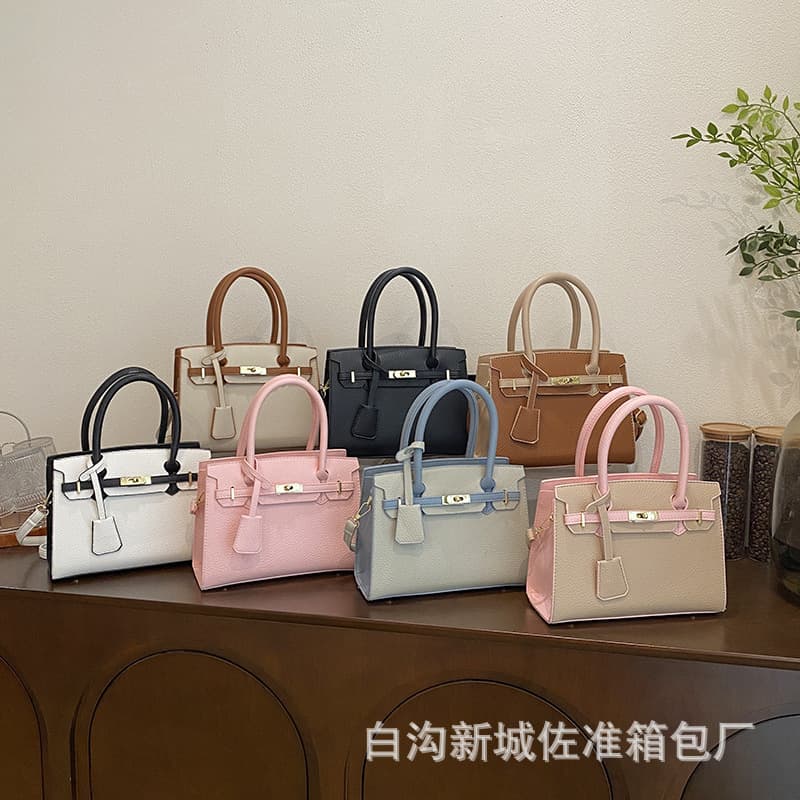 2024 Cross-border Trade New Bags Pebble Grain Premium Platinum Bag Fashion Handbag Shoulder Kelly Women's Bag