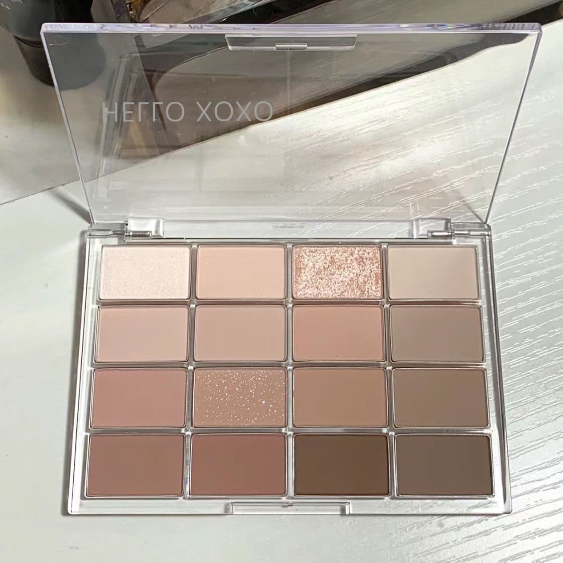 HELLO XOXO Korean-Style Eyeshadow Palette 16 Colors Shimmer Matte Pink Earthy Brightening Aegyo Sal Daily Light Makeup Low Saturation