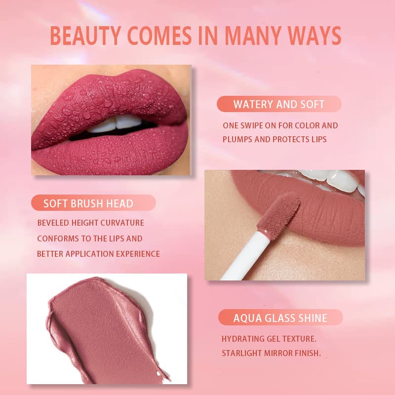 Matte Pearl Moisturizing Waterproof Long-Lasting Non-Stick Cup Non-Fading Non-Drying Non-Staining 12-Piece Lip Gloss Lip Lacquer Set