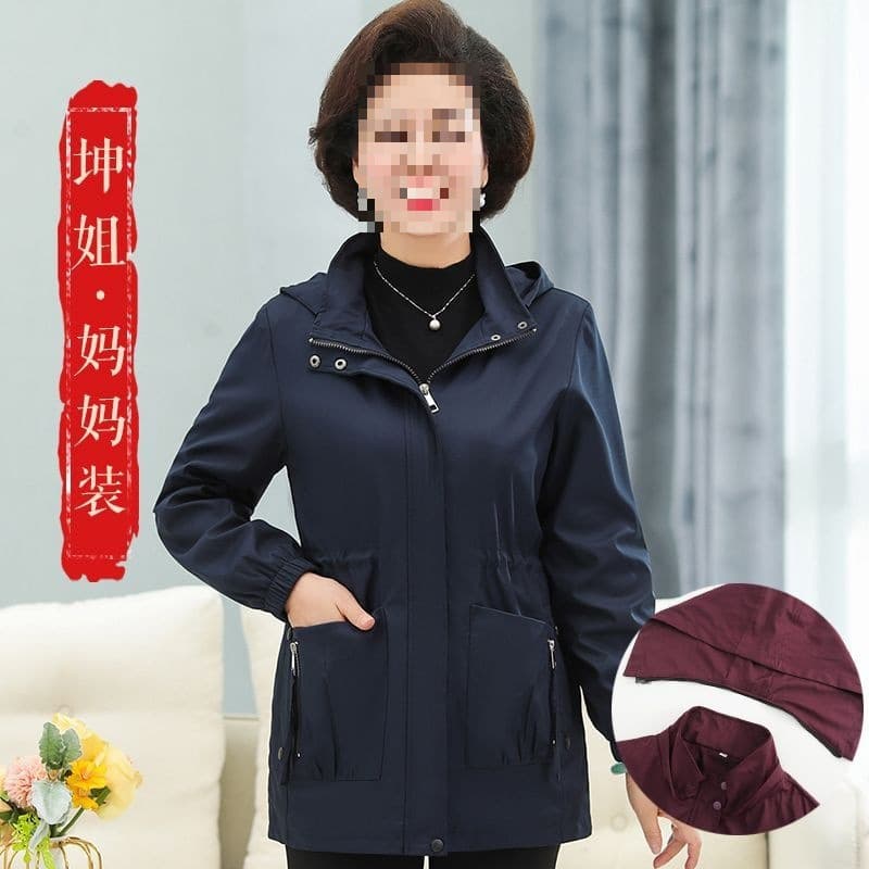 Middle-Aged Mother's Wear Autumn/Spring Trench Coat Women's New Plus Size Loose Jacket Top