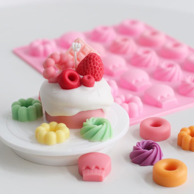 Donut Chocolate Silicone Mold Glaze Cream Cake Aromatherapy Candle DIY Decorative Baking Mold