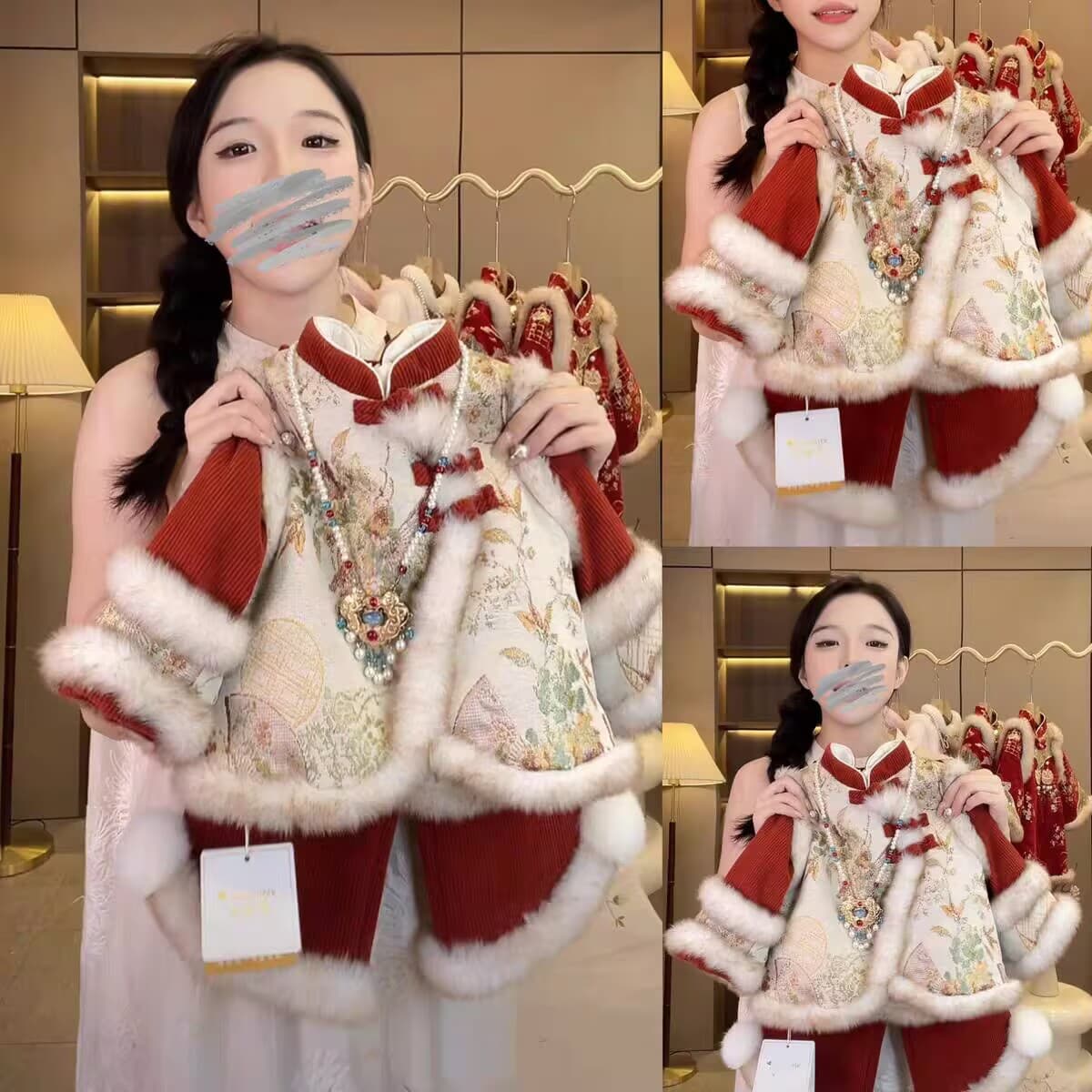 Spot girls winter clothing thickened New Year's greetings winter new children's national style cotton coat new Chinese style New Year's Day performance suit