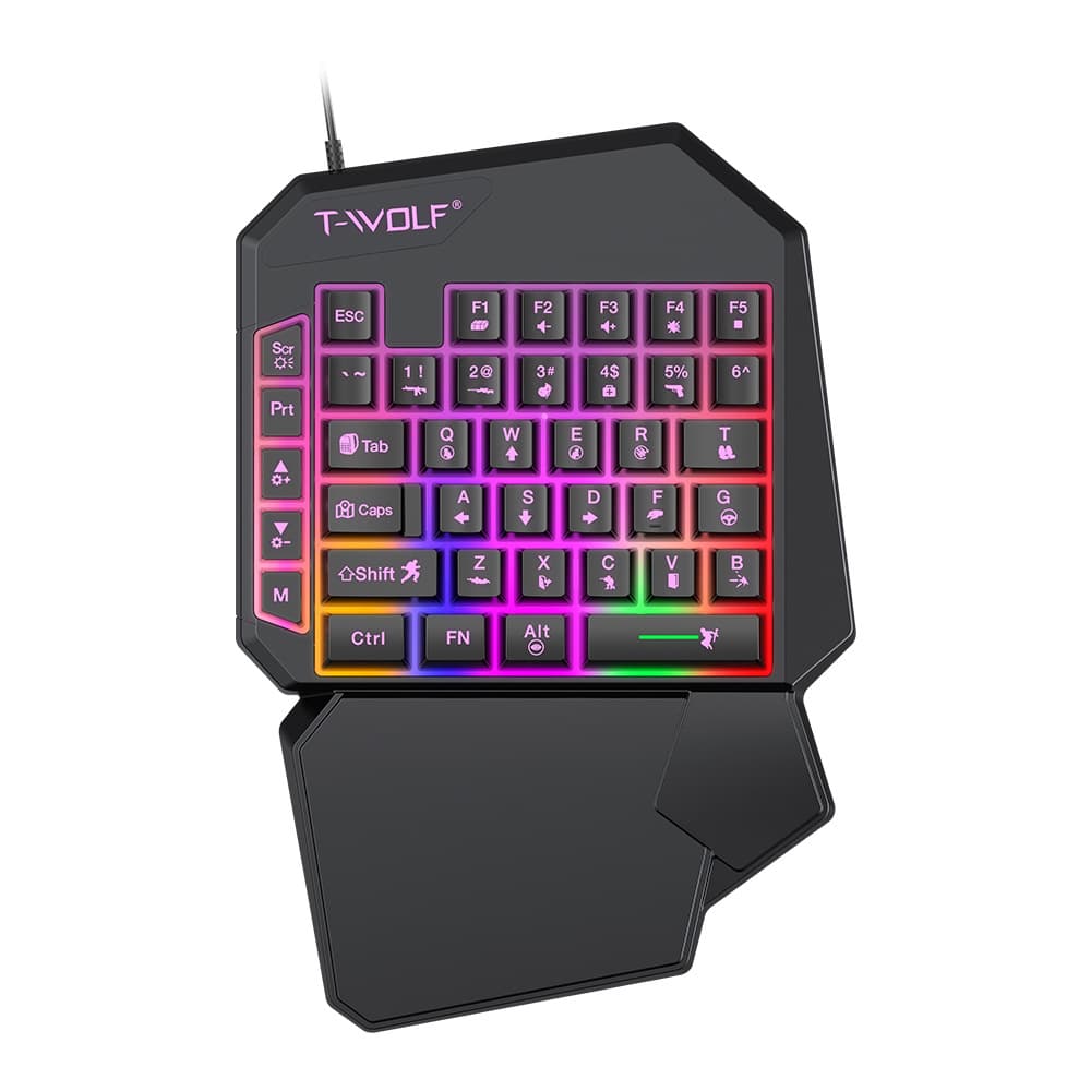 T-WOLF T19 Gaming One-Handed Keyboard Left-Hand Gamepad for PUBG Mobile Tablet External Keypad Cross-Border