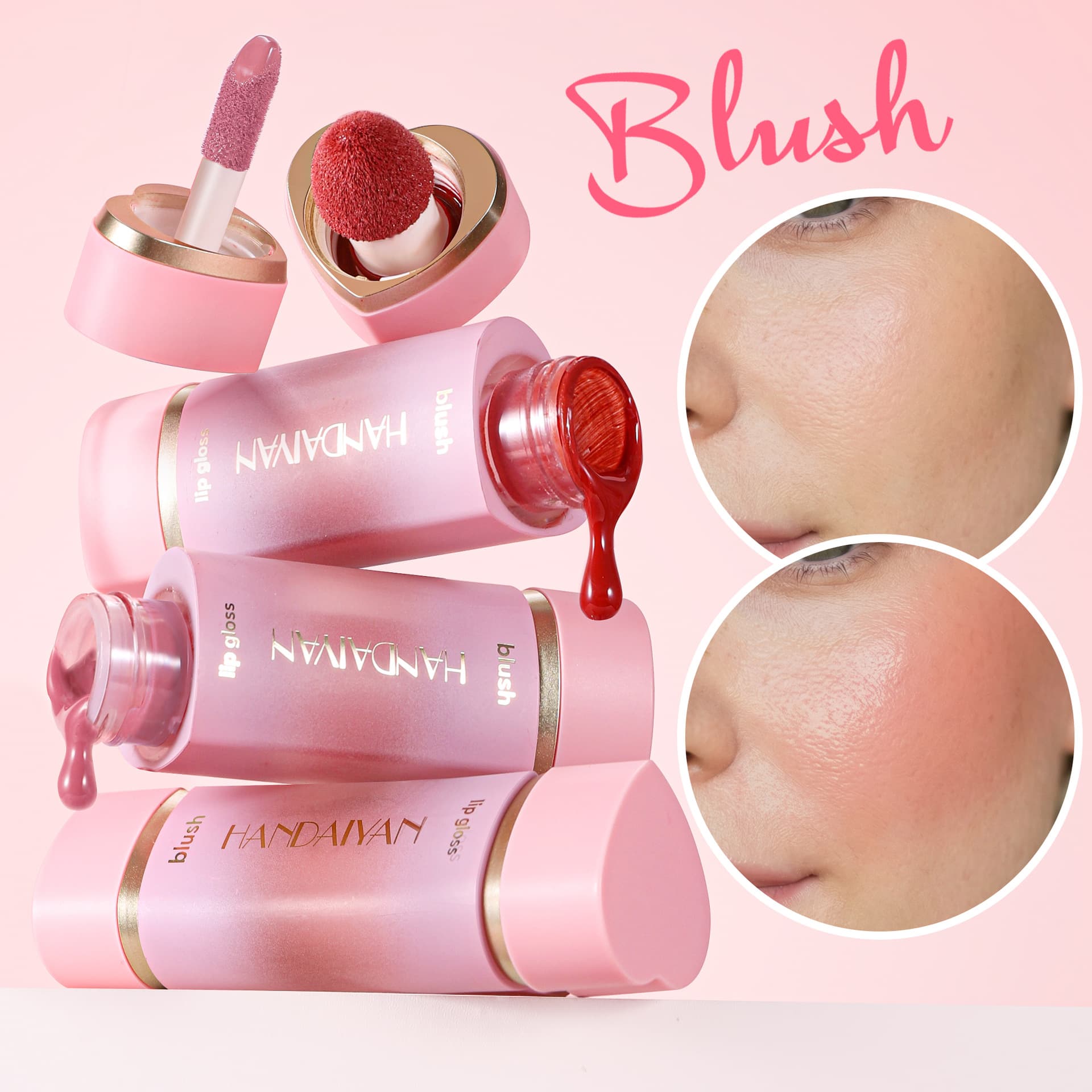 Cross-border 6-color dual-ended liquid blush HANDAIYAN dual-ended lip and cheek matte blush