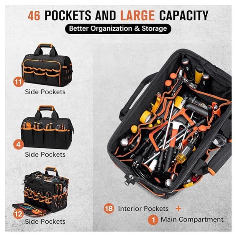 New Cross-Border Heavy-Duty Tool Bag, Thickened and Wear-Resistant Oxford Cloth, Portable Handheld Storage Tool Bag