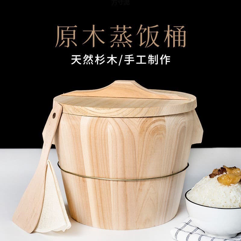 Steamed Rice Wooden Bucket Steamer Bamboo Wood Fir Kitchen Cookware Steamed Rice Large Rice Bucket Restaurant Rice Bucket Wholesale