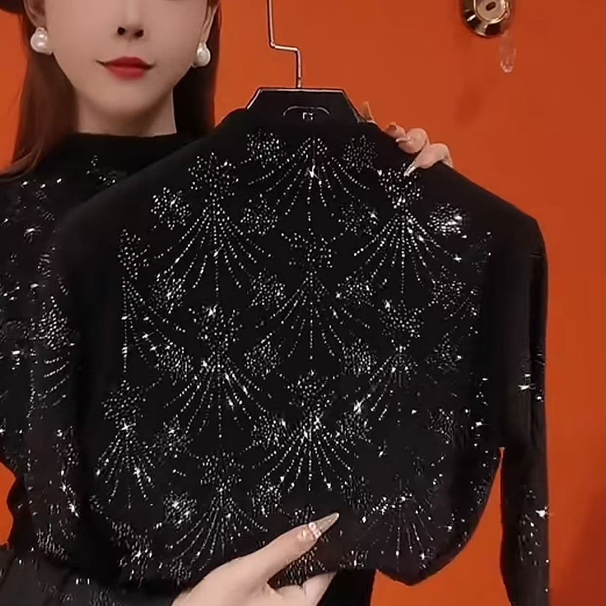 Autumn and winter new style Bright Galaxy comfortable bottoming shirt, long-sleeved, stylish, versatile and slim-fitting top 9260#